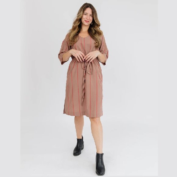 Mata Traders Lori Dress Cocoa Stripe NWT - Picture 2 of 10